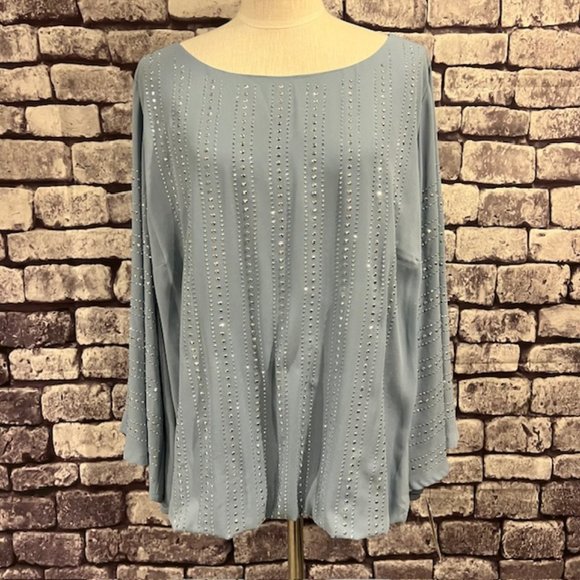 Alfani Tops - Alfani NWT Blue Studded Fully Lined Blouse Size 24W